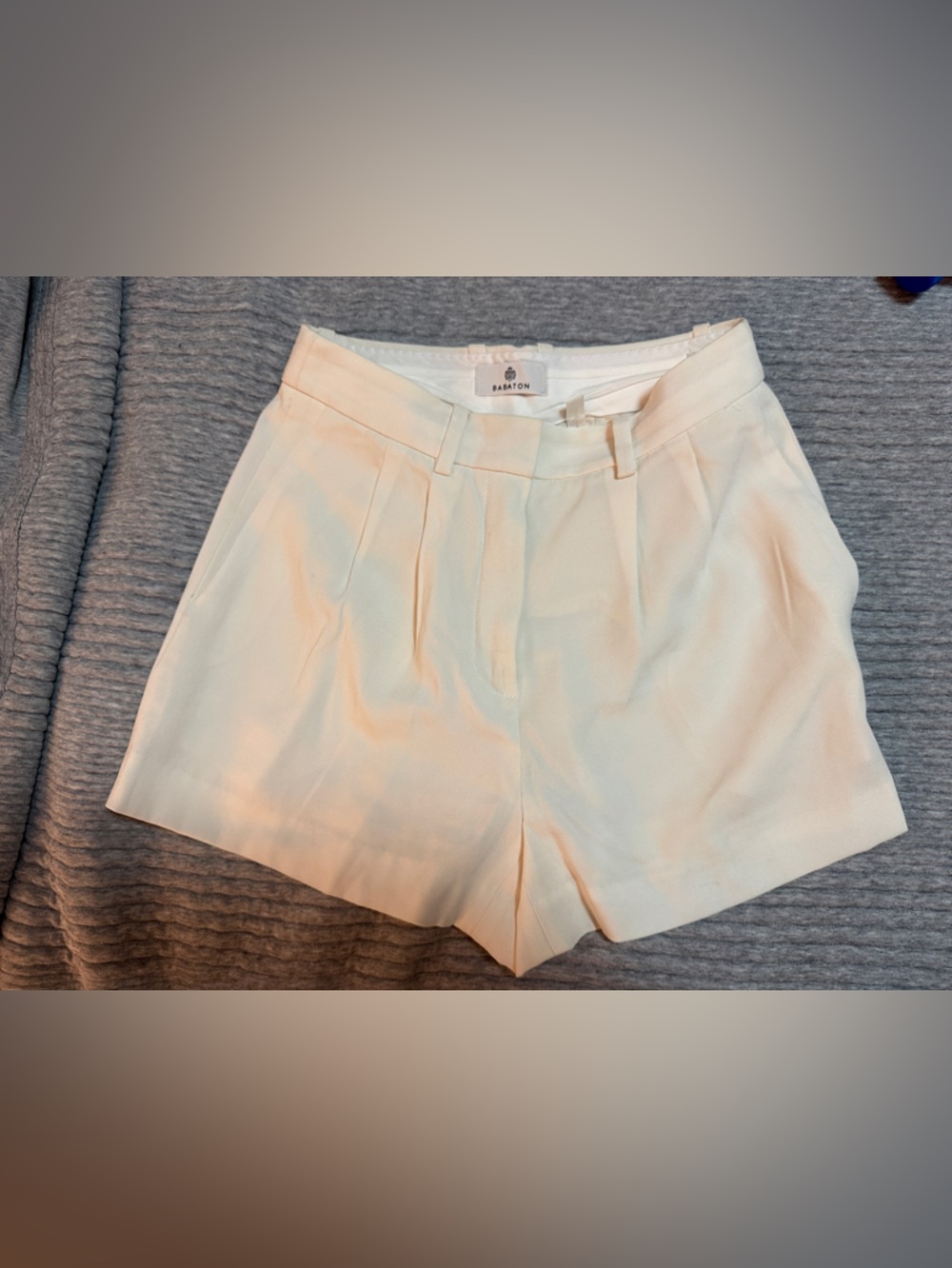 Babaton Cream High-Waist Tailored Shorts